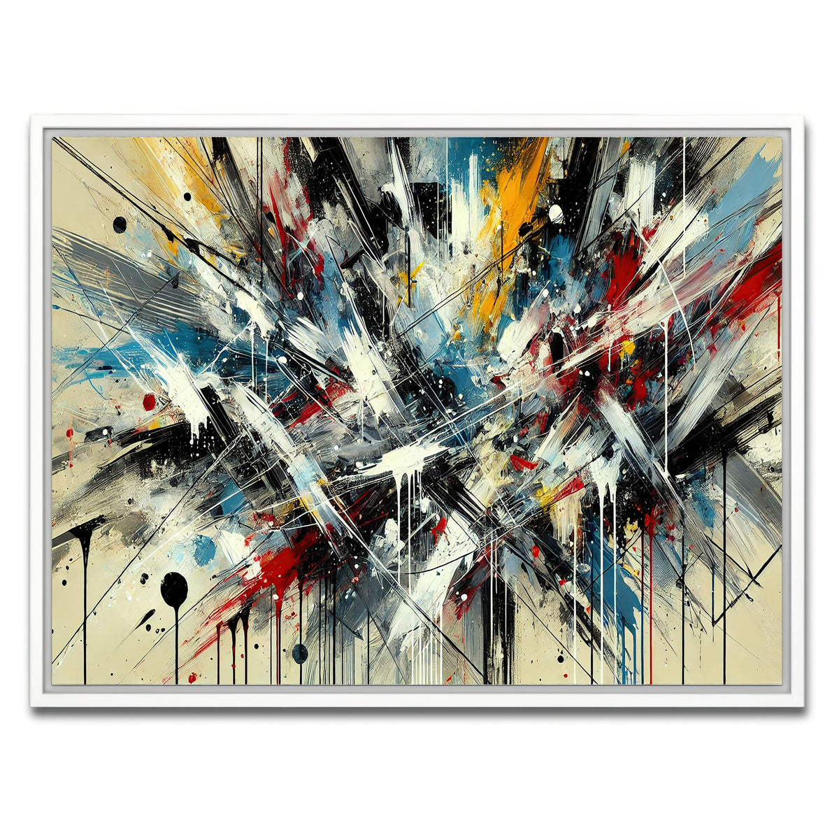 AUTO-MOCKUP WHITE | Brush Stroke and Splashes | 1 Piece | White Framed Canvas | group=4x3