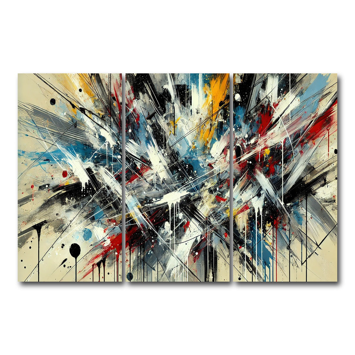 AUTO-MOCKUP WHITE | Brush Stroke and Splashes | 3 Piece | Gallery Wrap Canvas | group=12x24