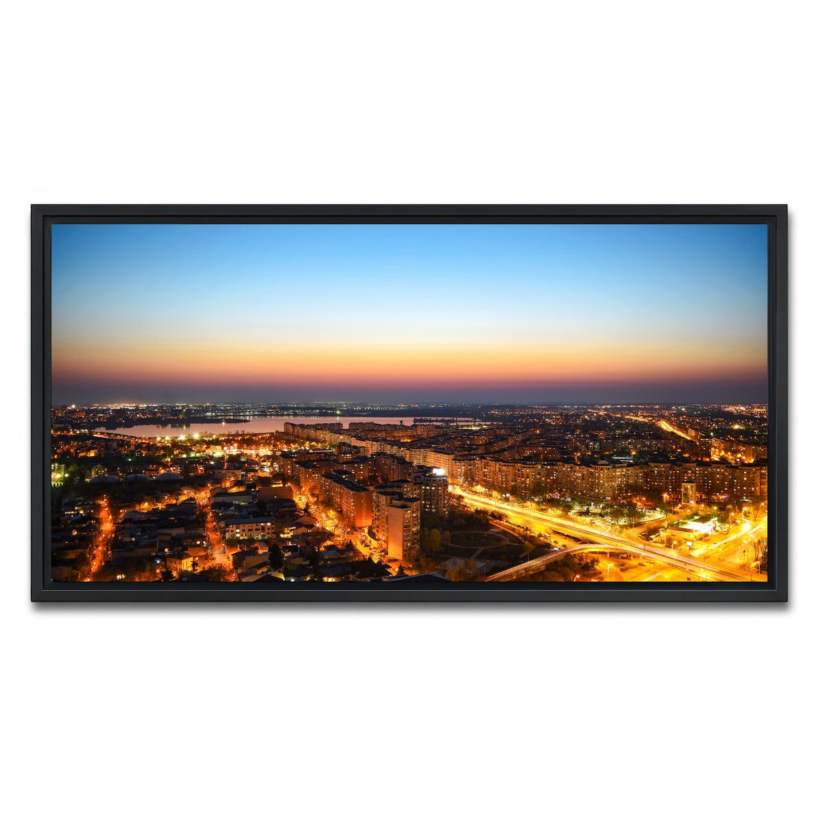 AUTO-MOCKUP WHITE | Bucharest Lights | 1 Piece | Black Framed Canvas | group=2x1