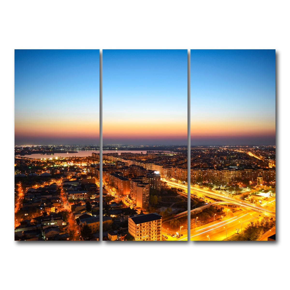 AUTO-MOCKUP WHITE | Bucharest Lights | 3 Piece | Gallery Wrap Canvas | group=8x18