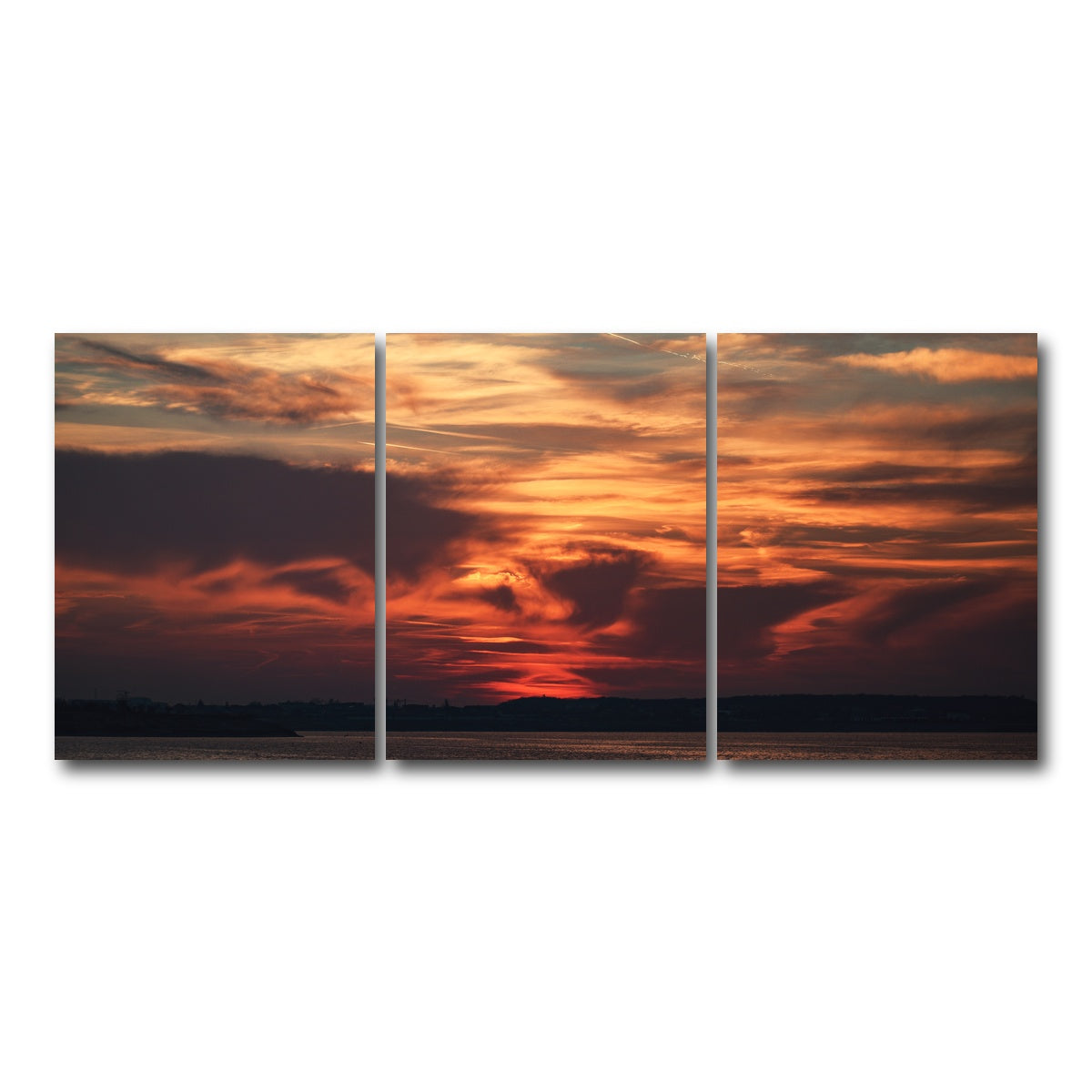 AUTO-MOCKUP WHITE | Bucharest Sunset 10 | 3 Piece | Gallery Wrap Canvas | group=18x24