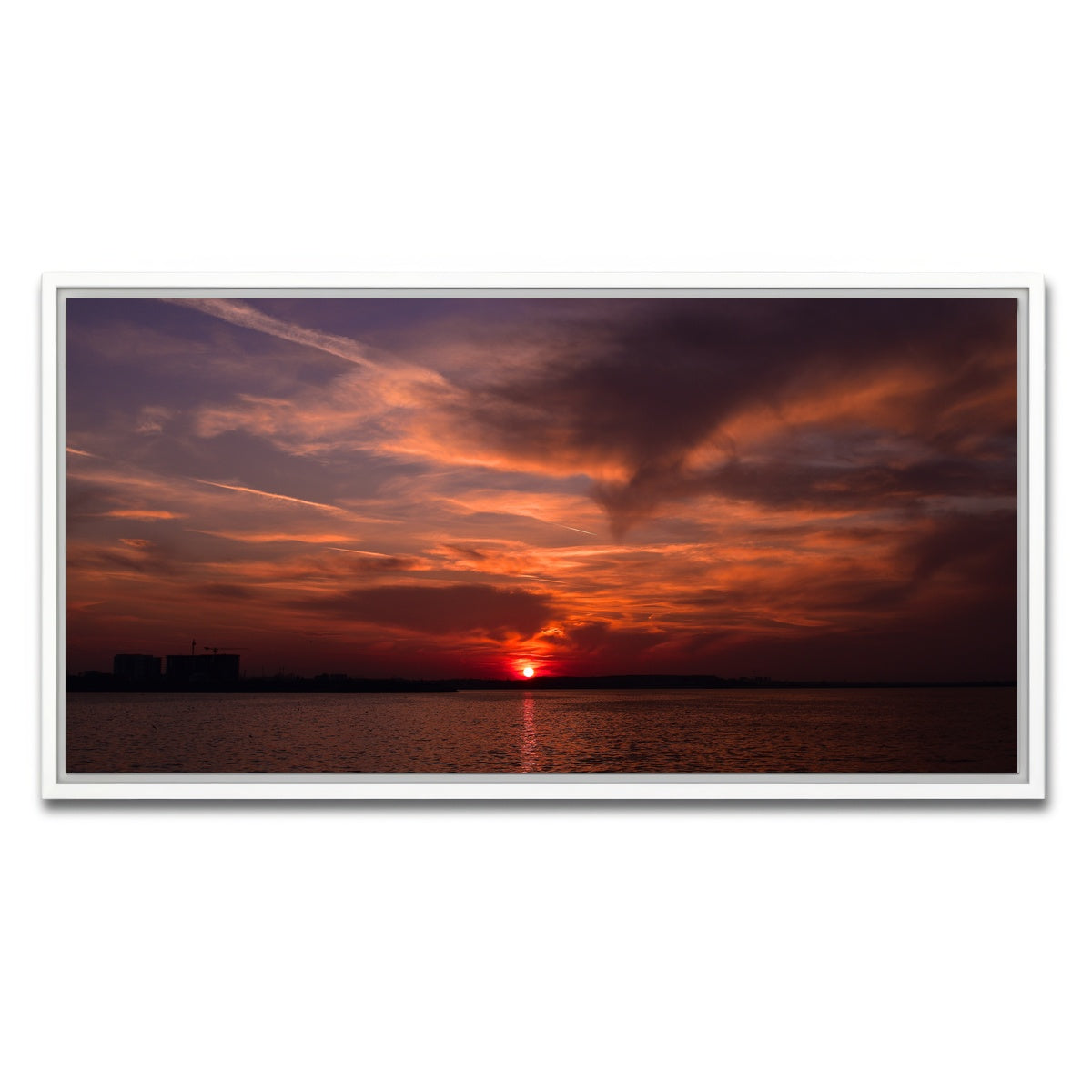AUTO-MOCKUP WHITE | Bucharest Sunset 1 | 1 Piece | White Framed Canvas | group=2x1