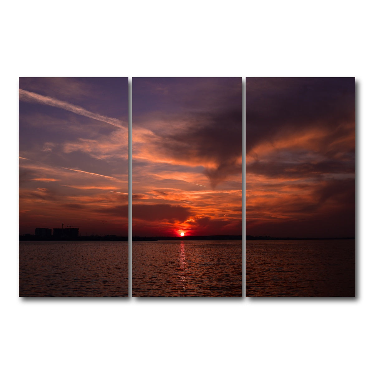 AUTO-MOCKUP WHITE | Bucharest Sunset 1 | 3 Piece | Gallery Wrap Canvas | group=12x24