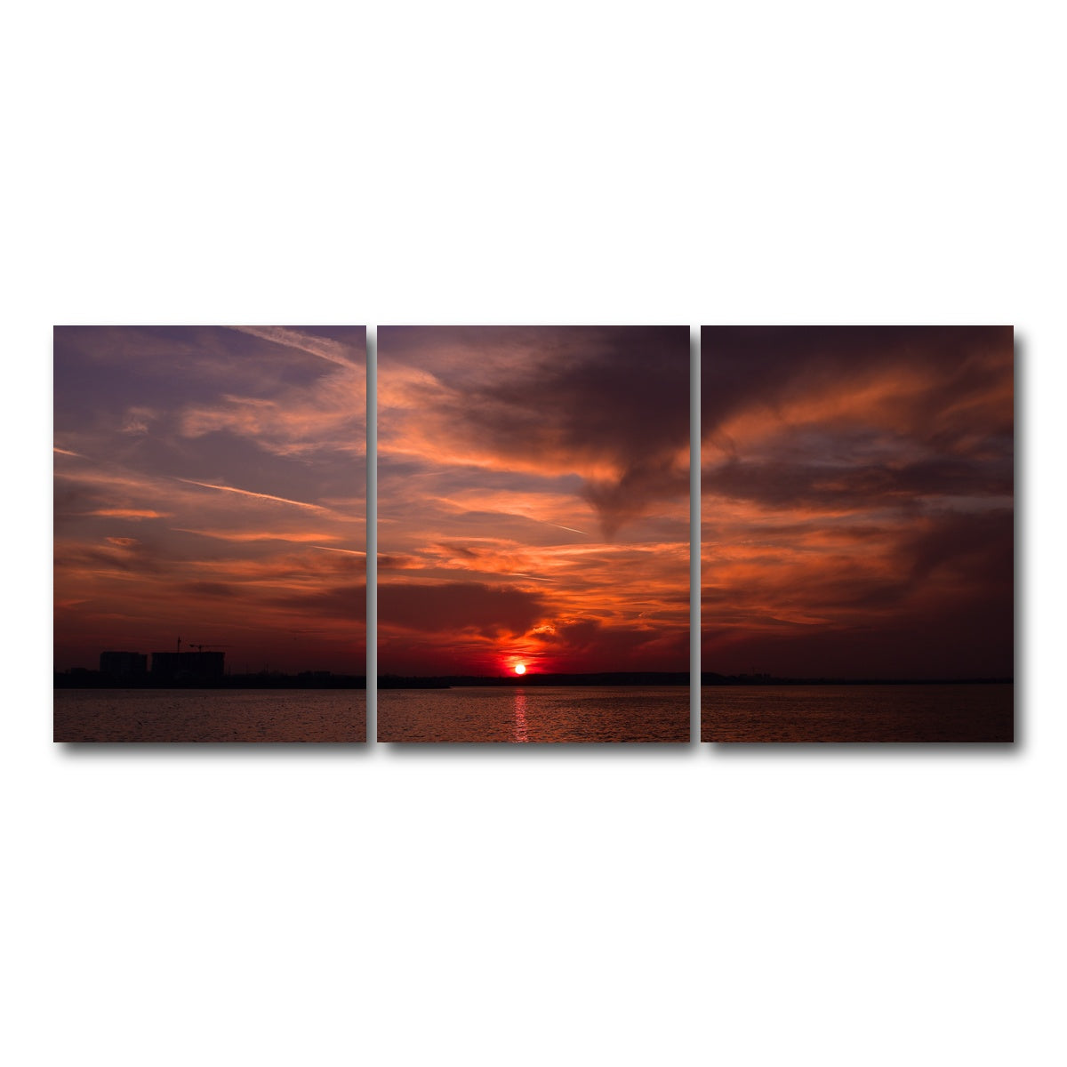AUTO-MOCKUP WHITE | Bucharest Sunset 1 | 3 Piece | Gallery Wrap Canvas | group=18x24