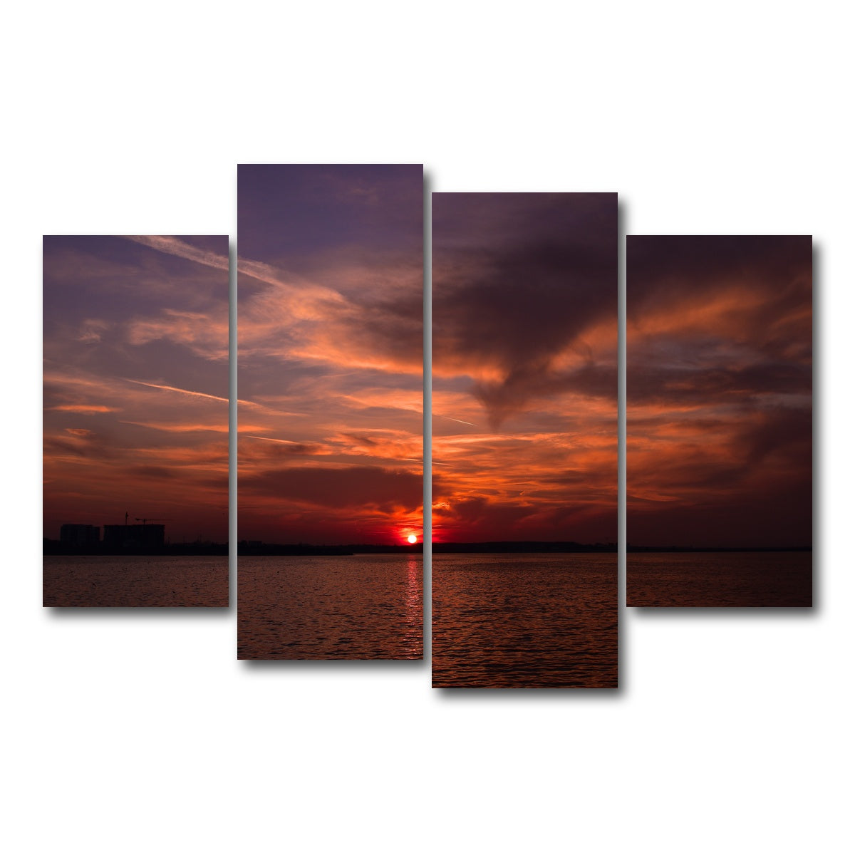AUTO-MOCKUP WHITE | Bucharest Sunset 1 | 4 Piece | Gallery Wrap Canvas | group=4_short