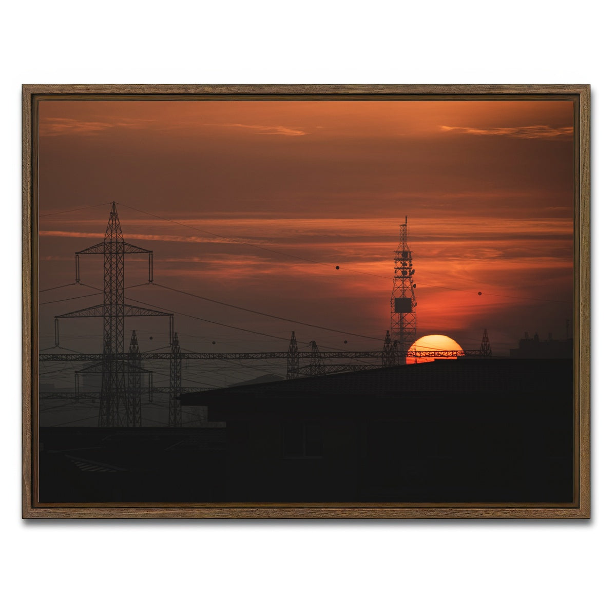 AUTO-MOCKUP WHITE | Bucharest Sunset 2 | 1 Piece | Walnut Framed Canvas | group=4x3