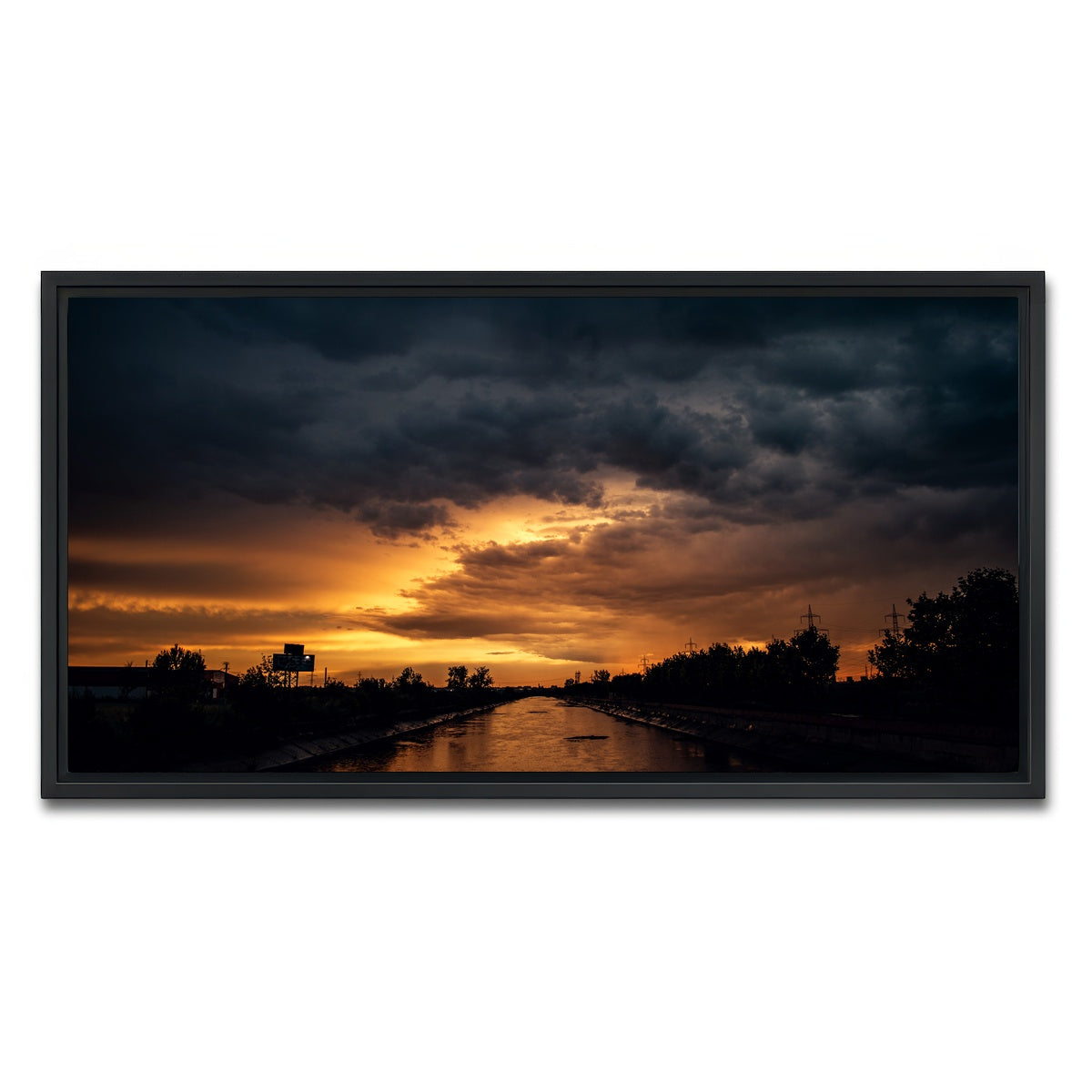 AUTO-MOCKUP WHITE | Bucharest Sunset 3 | 1 Piece | Black Framed Canvas | group=2x1