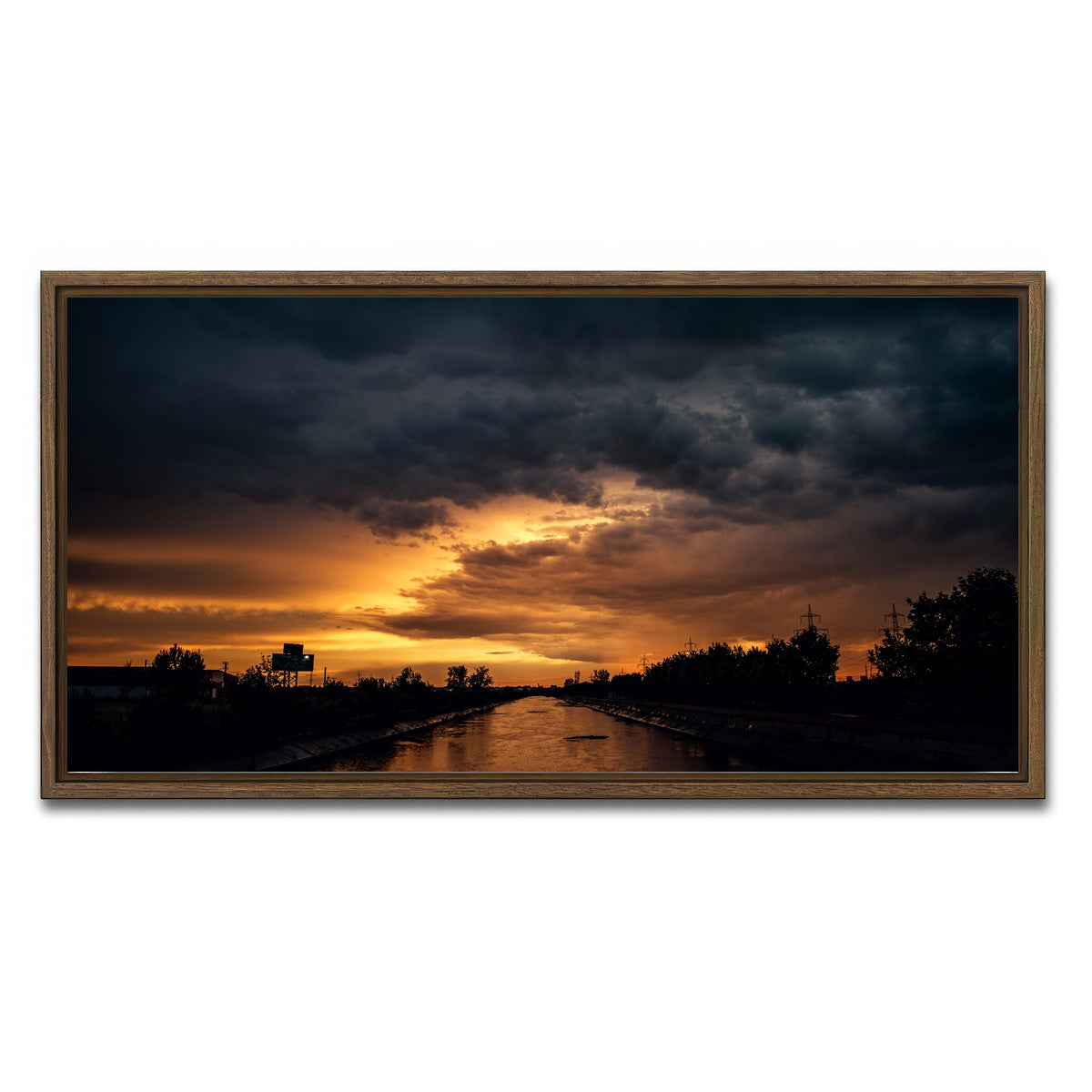 AUTO-MOCKUP WHITE | Bucharest Sunset 3 | 1 Piece | Walnut Framed Canvas | group=2x1