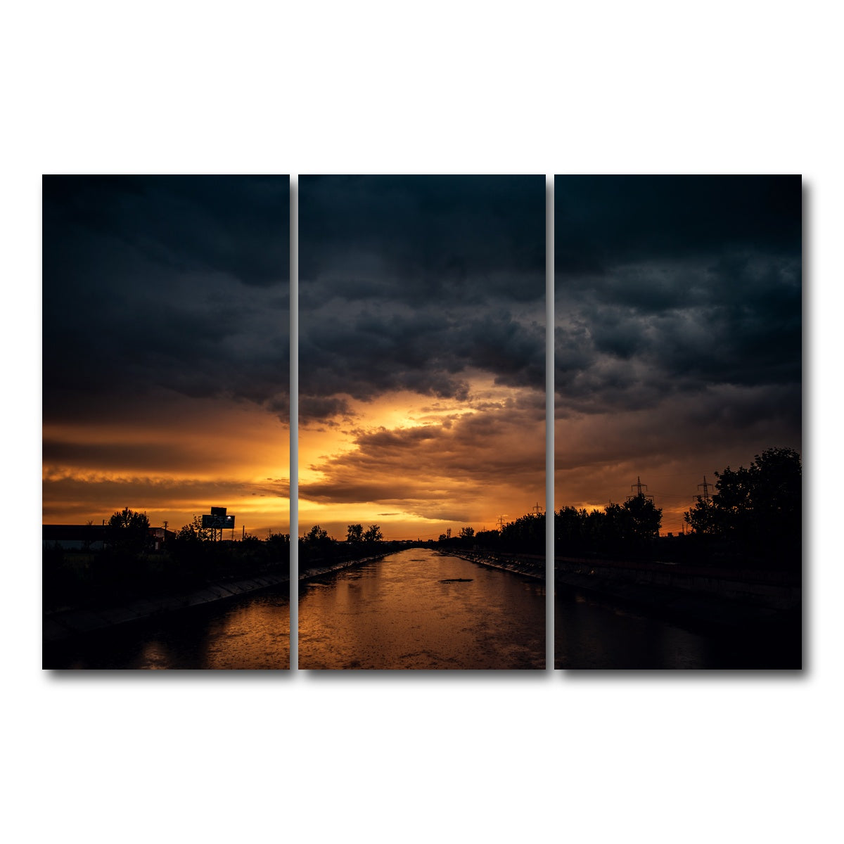 AUTO-MOCKUP WHITE | Bucharest Sunset 3 | 3 Piece | Gallery Wrap Canvas | group=12x24