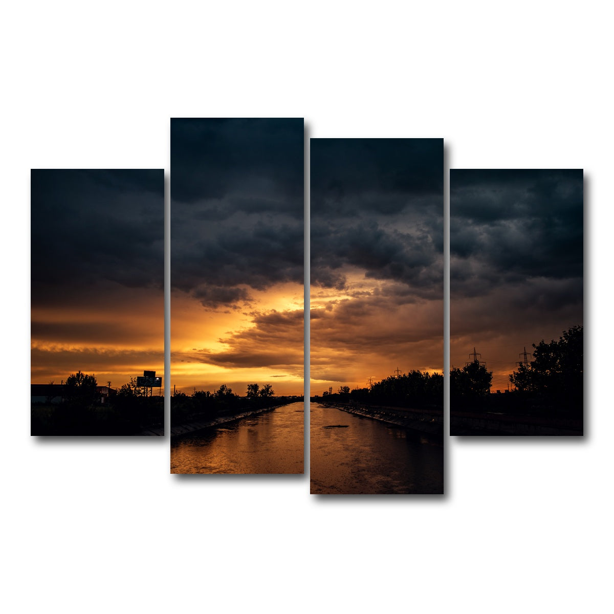 AUTO-MOCKUP WHITE | Bucharest Sunset 3 | 4 Piece | Gallery Wrap Canvas | group=4_short