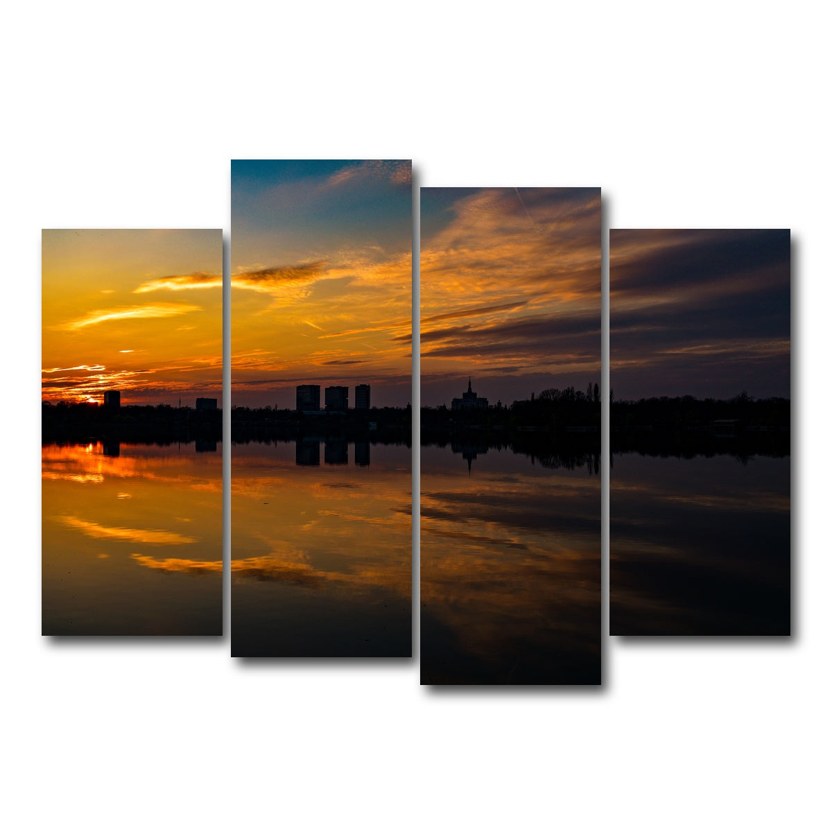 AUTO-MOCKUP WHITE | Bucharest Sunset 4 | 4 Piece | Gallery Wrap Canvas | group=4_normal