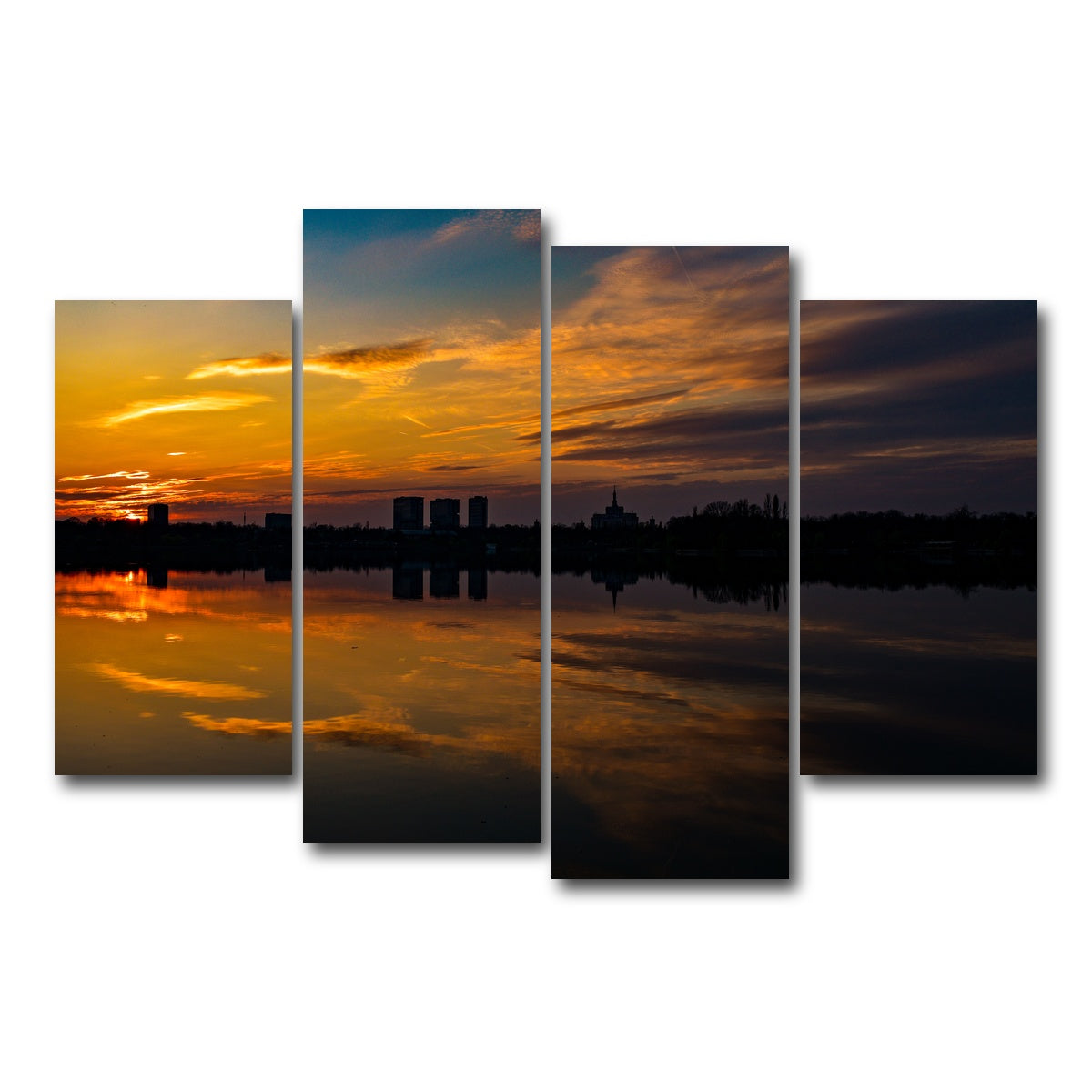 AUTO-MOCKUP WHITE | Bucharest Sunset 4 | 4 Piece | Gallery Wrap Canvas | group=4_short