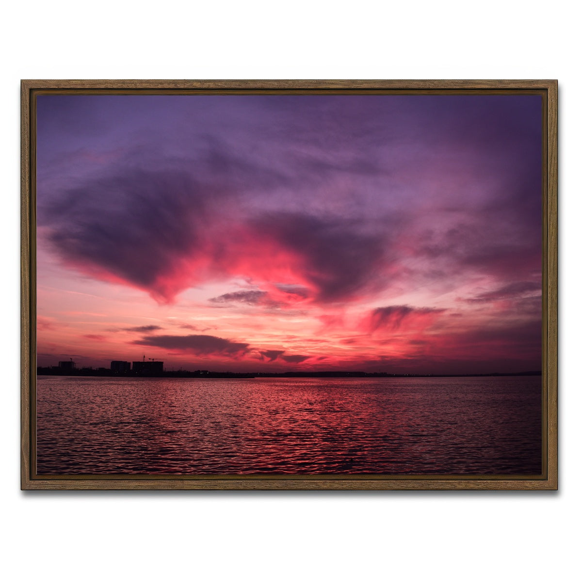 AUTO-MOCKUP WHITE | Bucharest Sunset 5 | 1 Piece | Walnut Framed Canvas | group=4x3