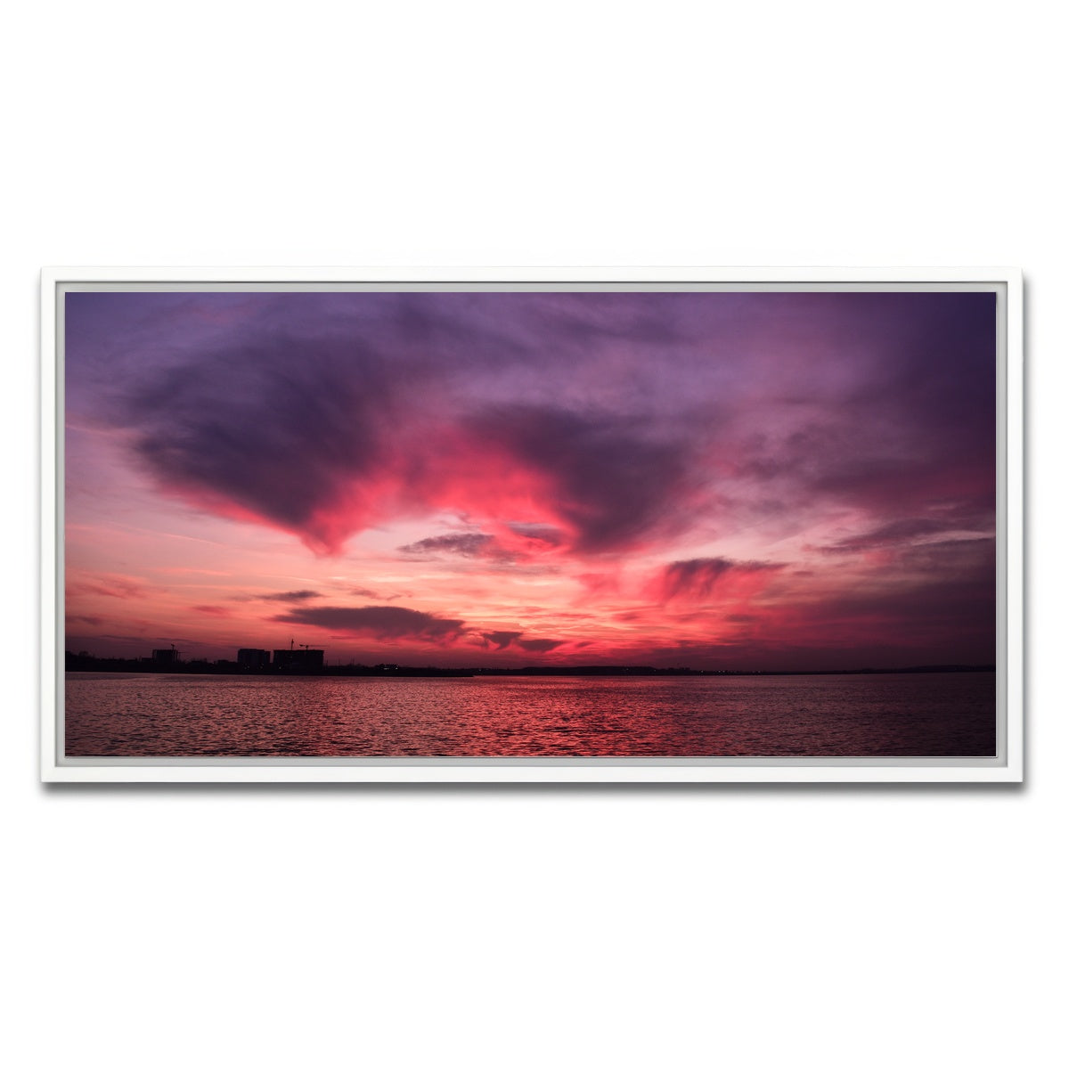 AUTO-MOCKUP WHITE | Bucharest Sunset 5 | 1 Piece | White Framed Canvas | group=2x1
