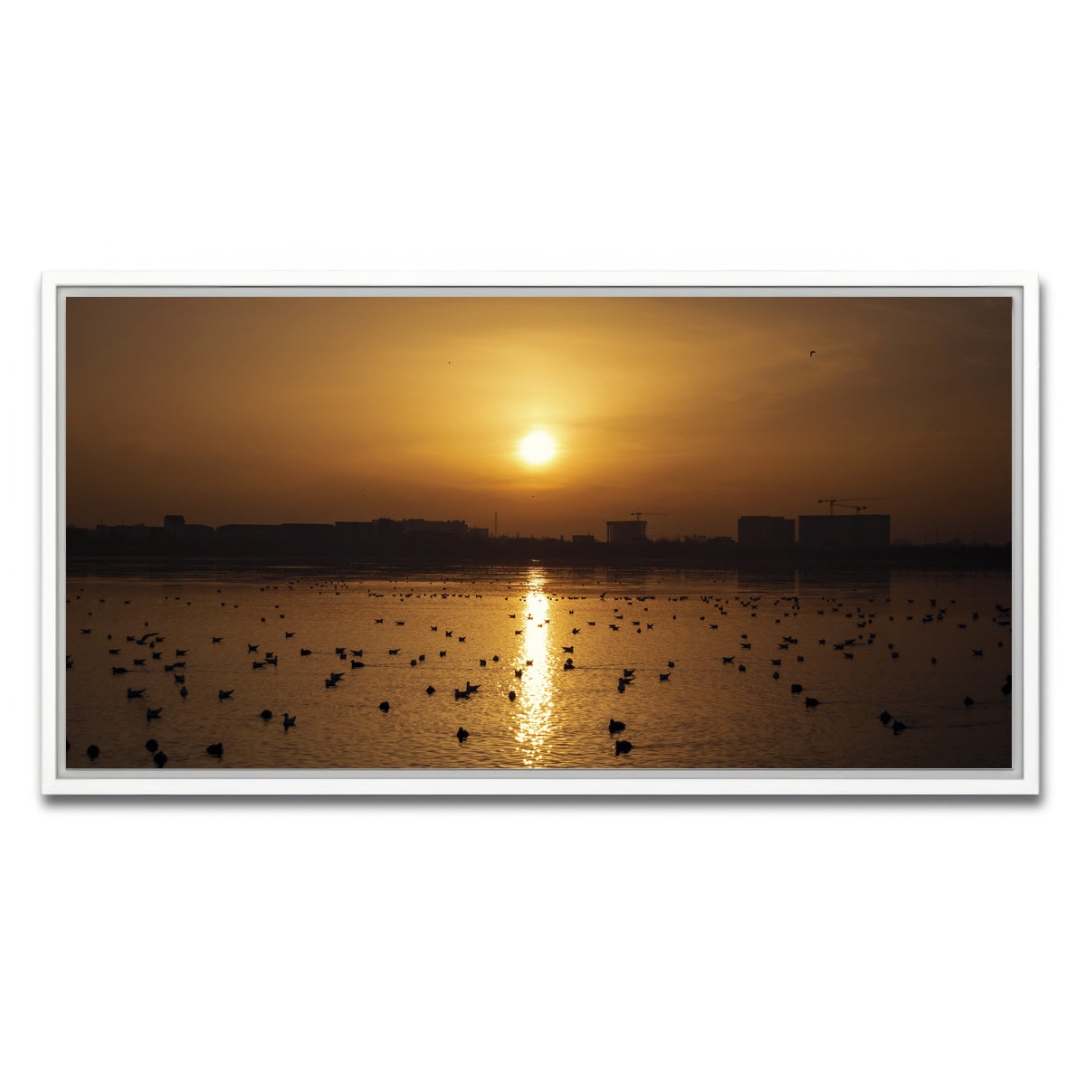 AUTO-MOCKUP WHITE | Bucharest Sunset 7 | 1 Piece | White Framed Canvas | group=2x1