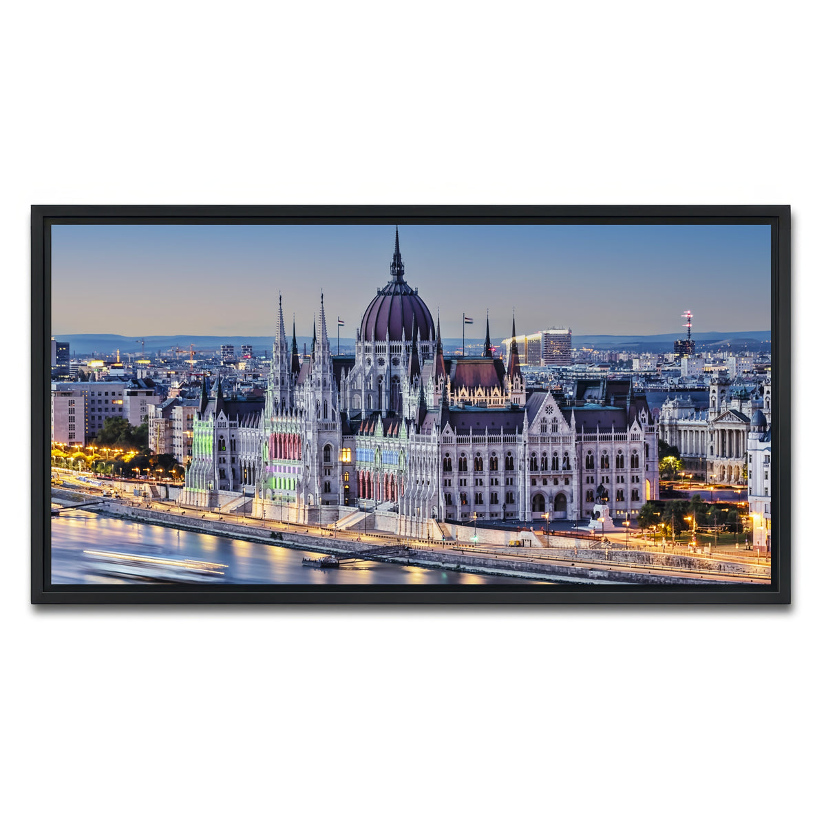 AUTO-MOCKUP WHITE | Budapest Sunset | 1 Piece | Black Framed Canvas | group=2x1