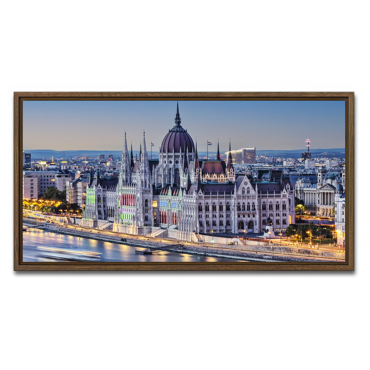 AUTO-MOCKUP WHITE | Budapest Sunset | 1 Piece | Walnut Framed Canvas | group=2x1