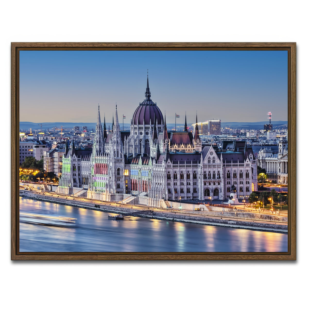 AUTO-MOCKUP WHITE | Budapest Sunset | 1 Piece | Walnut Framed Canvas | group=4x3