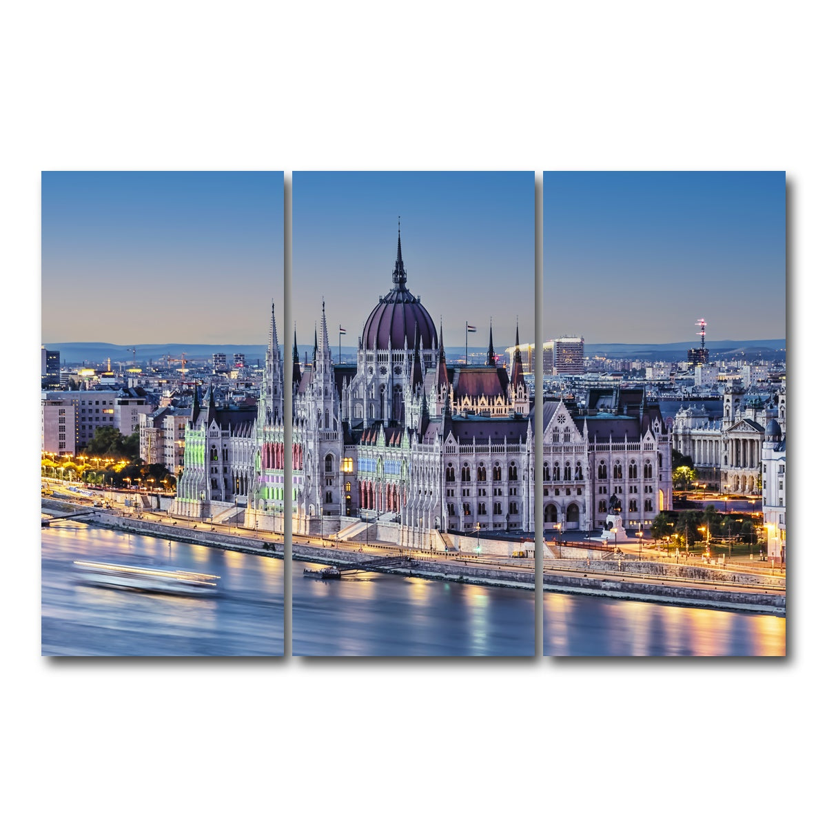 AUTO-MOCKUP WHITE | Budapest Sunset | 3 Piece | Gallery Wrap Canvas | group=12x24