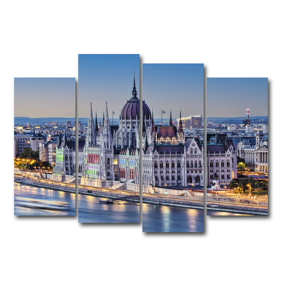 AUTO-MOCKUP WHITE | Budapest Sunset | 4 Piece | Gallery Wrap Canvas | group=4_normal
