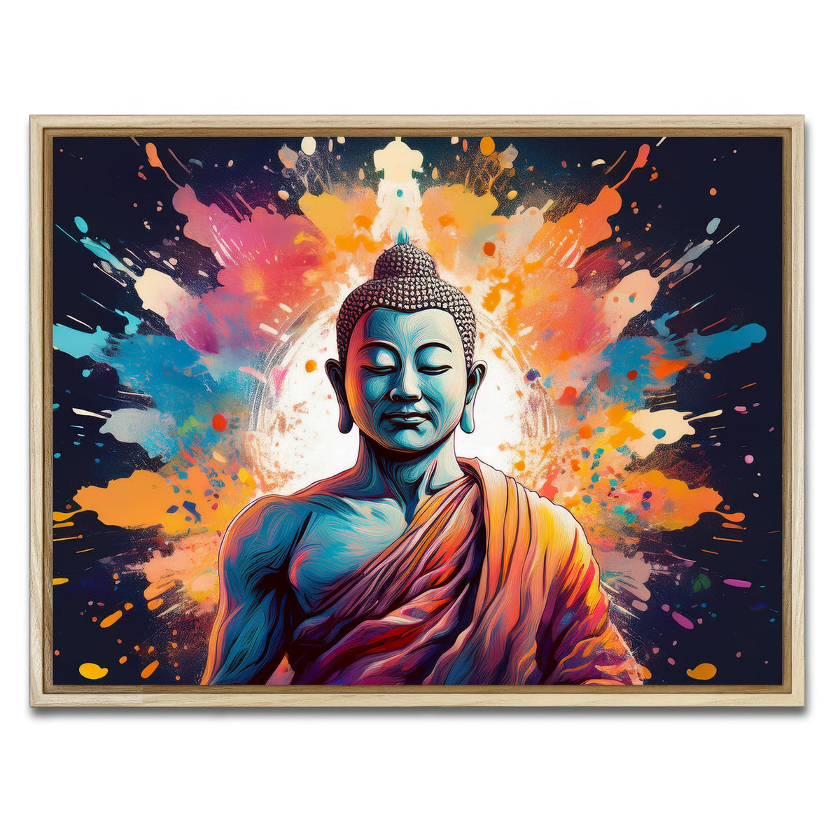 AUTO-MOCKUP WHITE | Buddha Color Splash | 1 Piece | Natural Framed Canvas | group=4x3