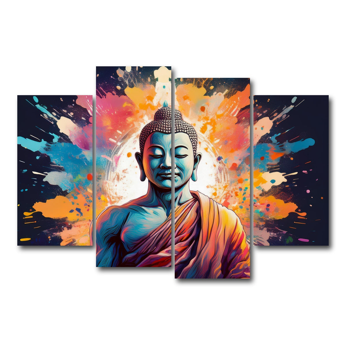 AUTO-MOCKUP WHITE | Buddha Color Splash | 4 Piece | Gallery Wrap Canvas | group=4_short