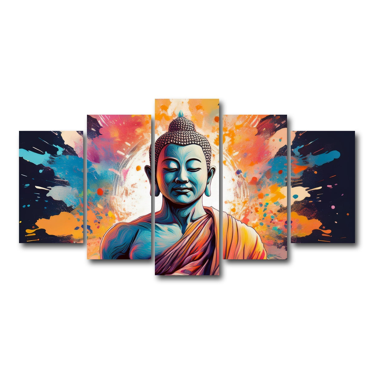 AUTO-MOCKUP WHITE | Buddha Color Splash | 5 Piece | Gallery Wrap Canvas | group=5_normal