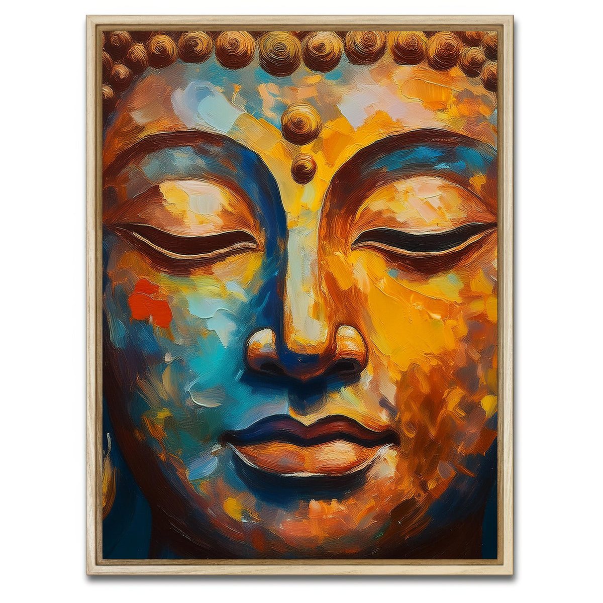 AUTO-MOCKUP WHITE | Buddha Face Painting | 1 Piece | Natural Framed Canvas | group=3x4