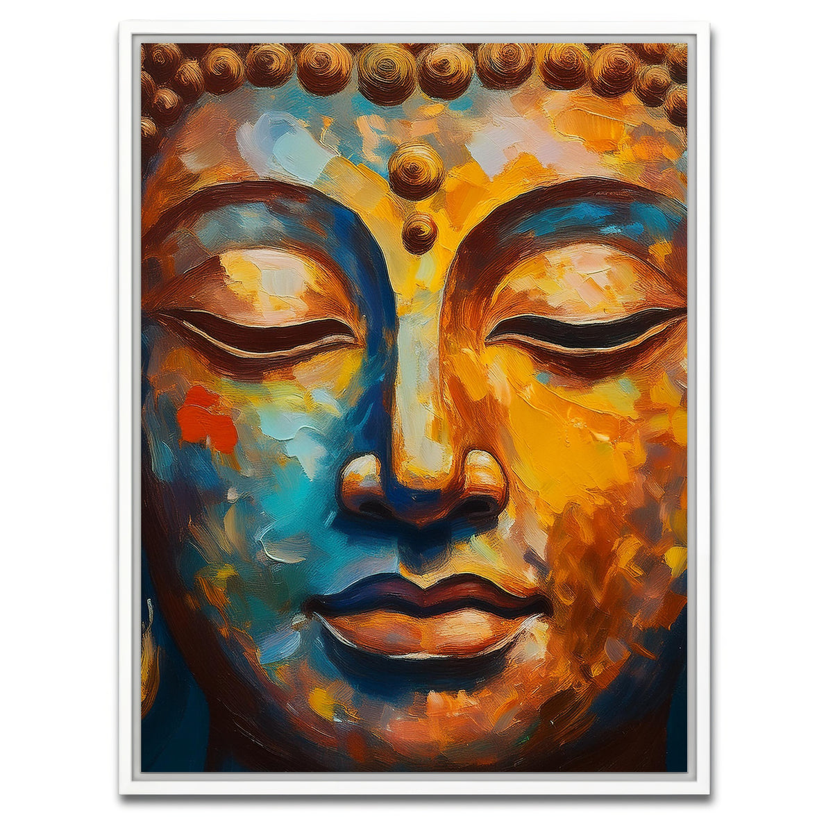 AUTO-MOCKUP WHITE | Buddha Face Painting | 1 Piece | White Framed Canvas | group=3x4