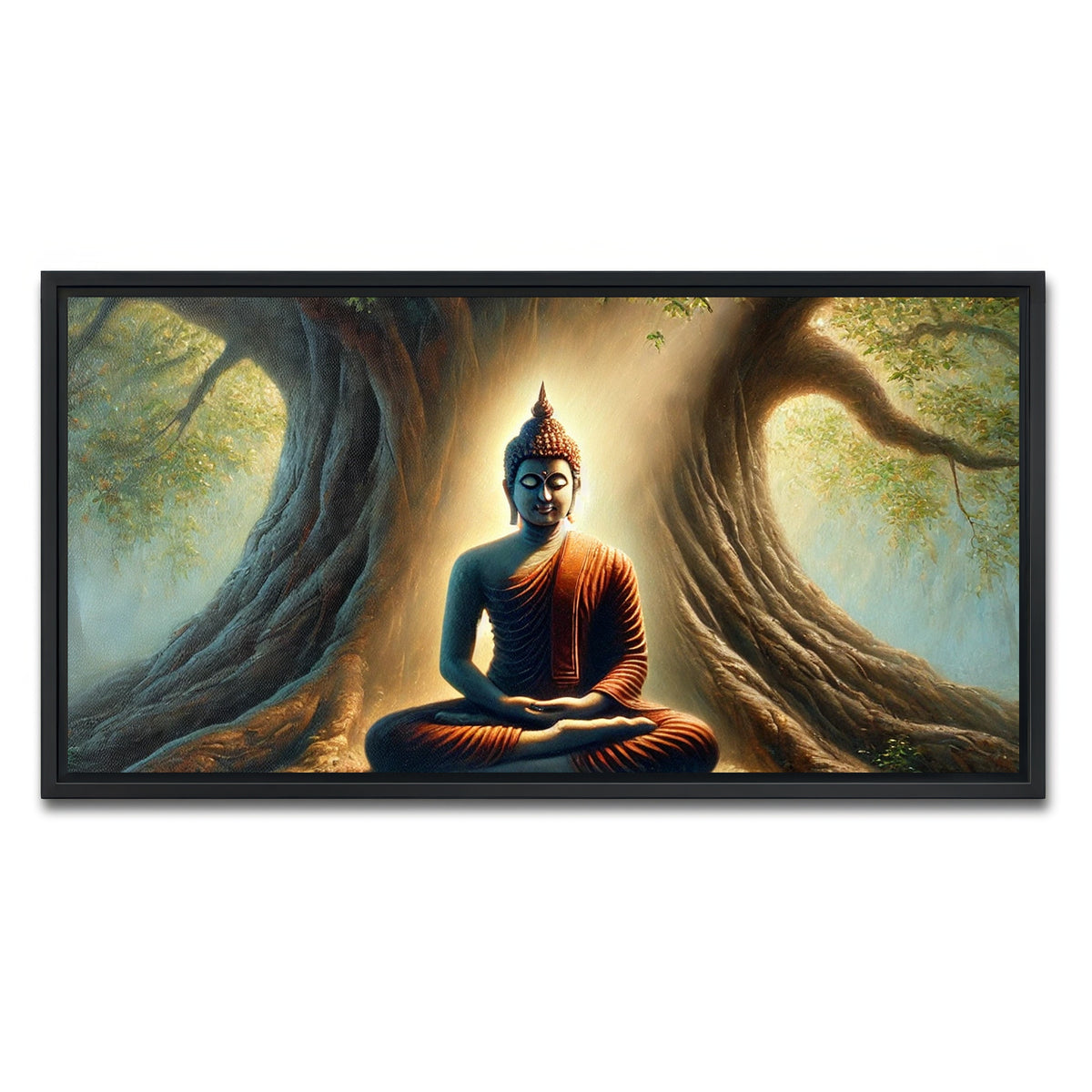 AUTO-MOCKUP WHITE | Buddha Meditating | 1 Piece | Black Framed Canvas | group=2x1