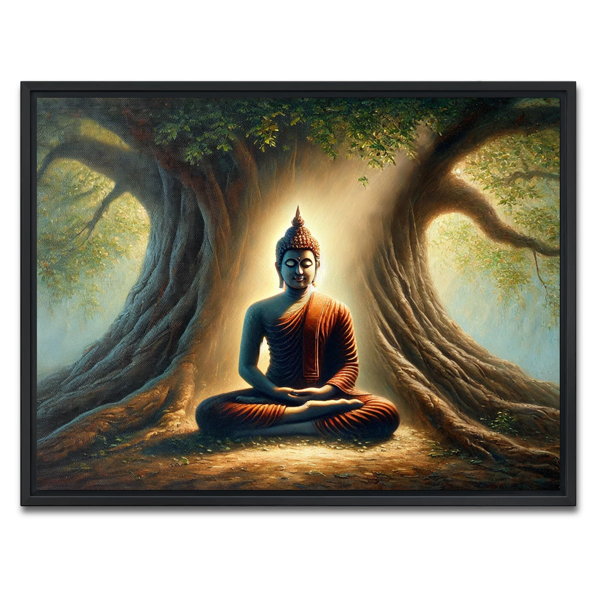 AUTO-MOCKUP WHITE | Buddha Meditating | 1 Piece | Black Framed Canvas | group=4x3