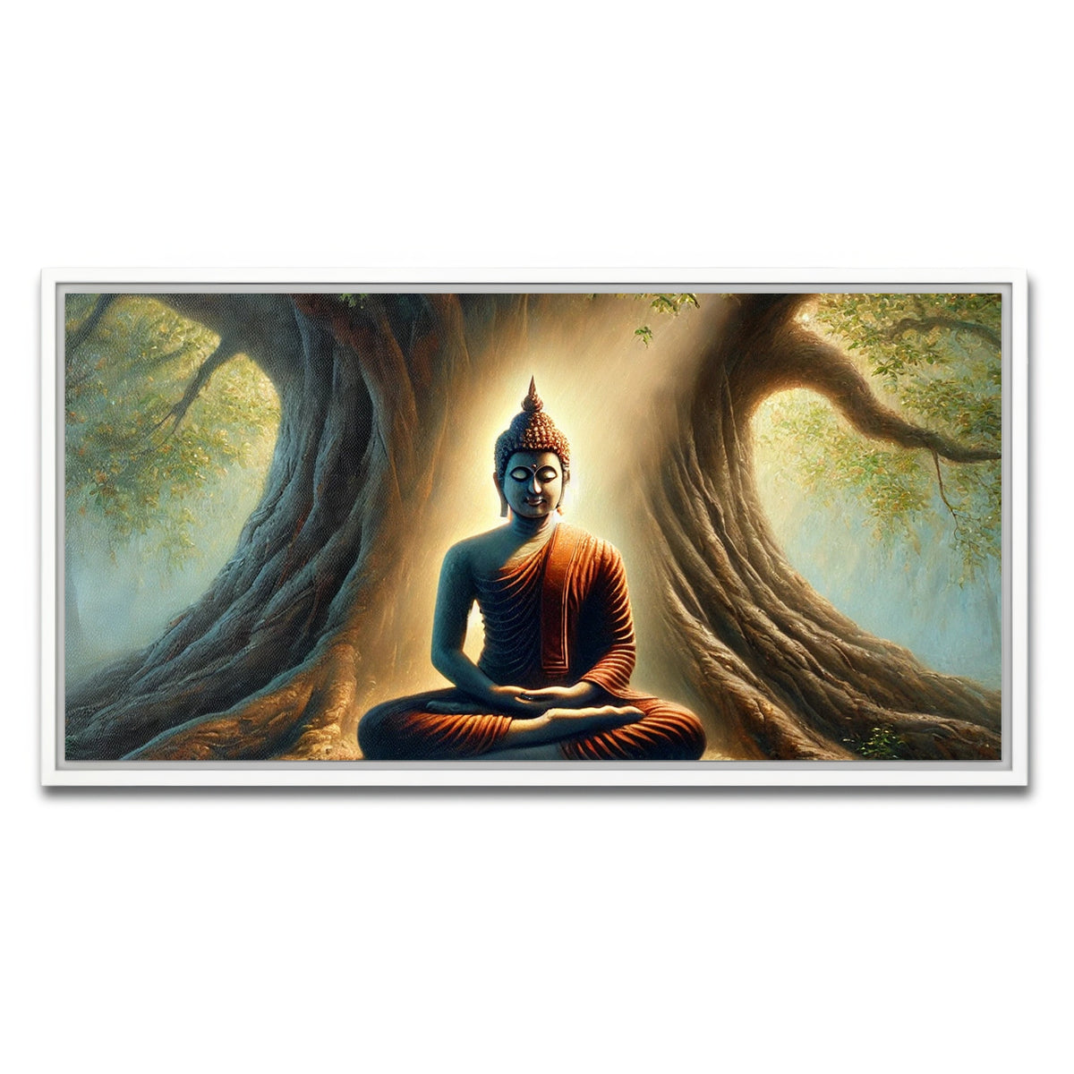 AUTO-MOCKUP WHITE | Buddha Meditating | 1 Piece | White Framed Canvas | group=2x1