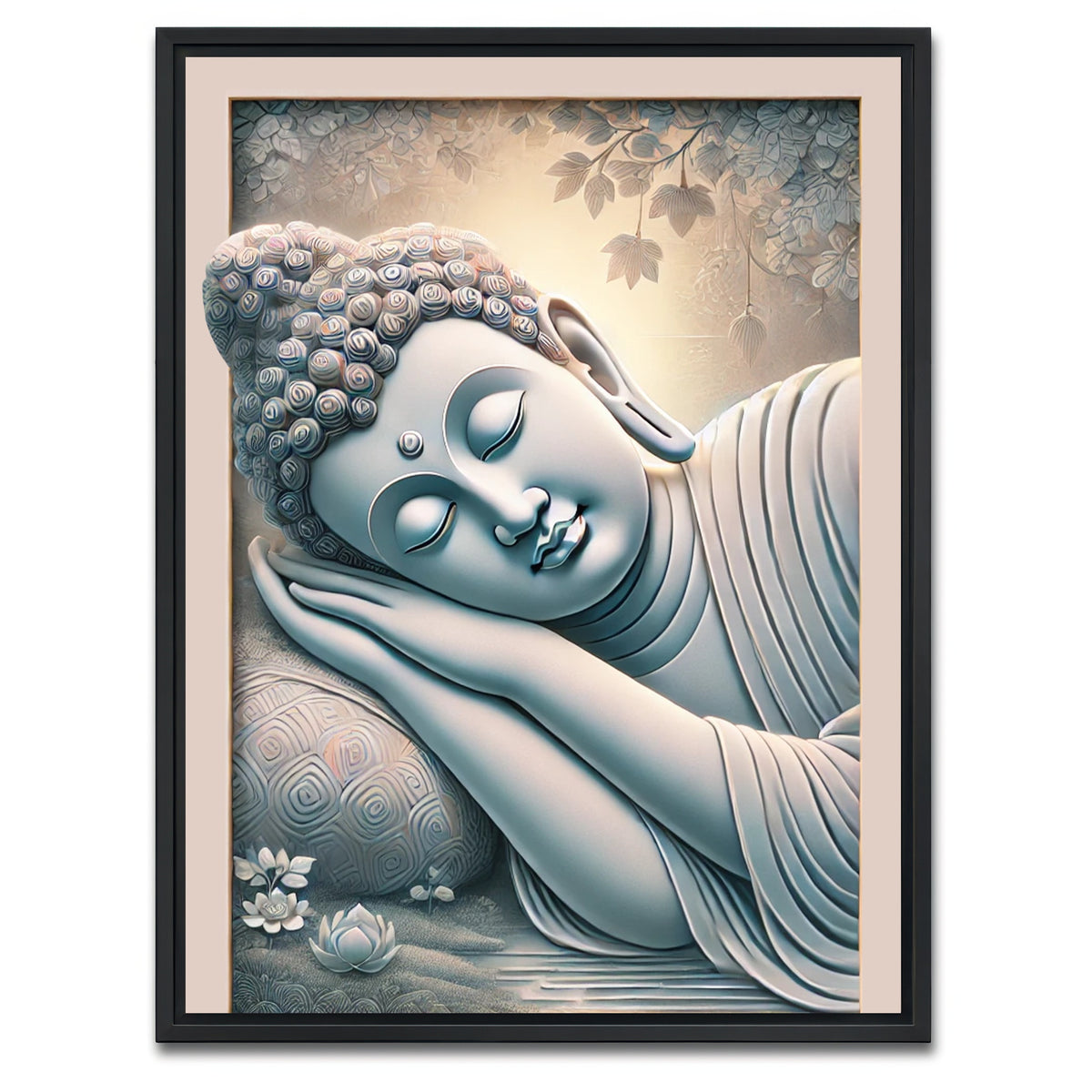 AUTO-MOCKUP WHITE | Buddha Sleeping | 1 Piece | Black Framed Canvas | group=3x4