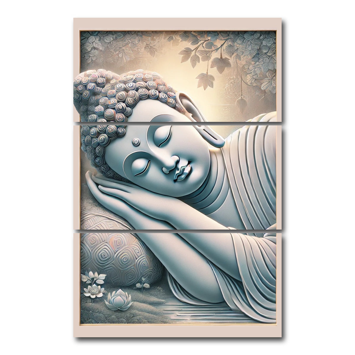 AUTO-MOCKUP WHITE | Buddha Sleeping | 3 Piece | Gallery Wrap Canvas | group=12x24_stacked