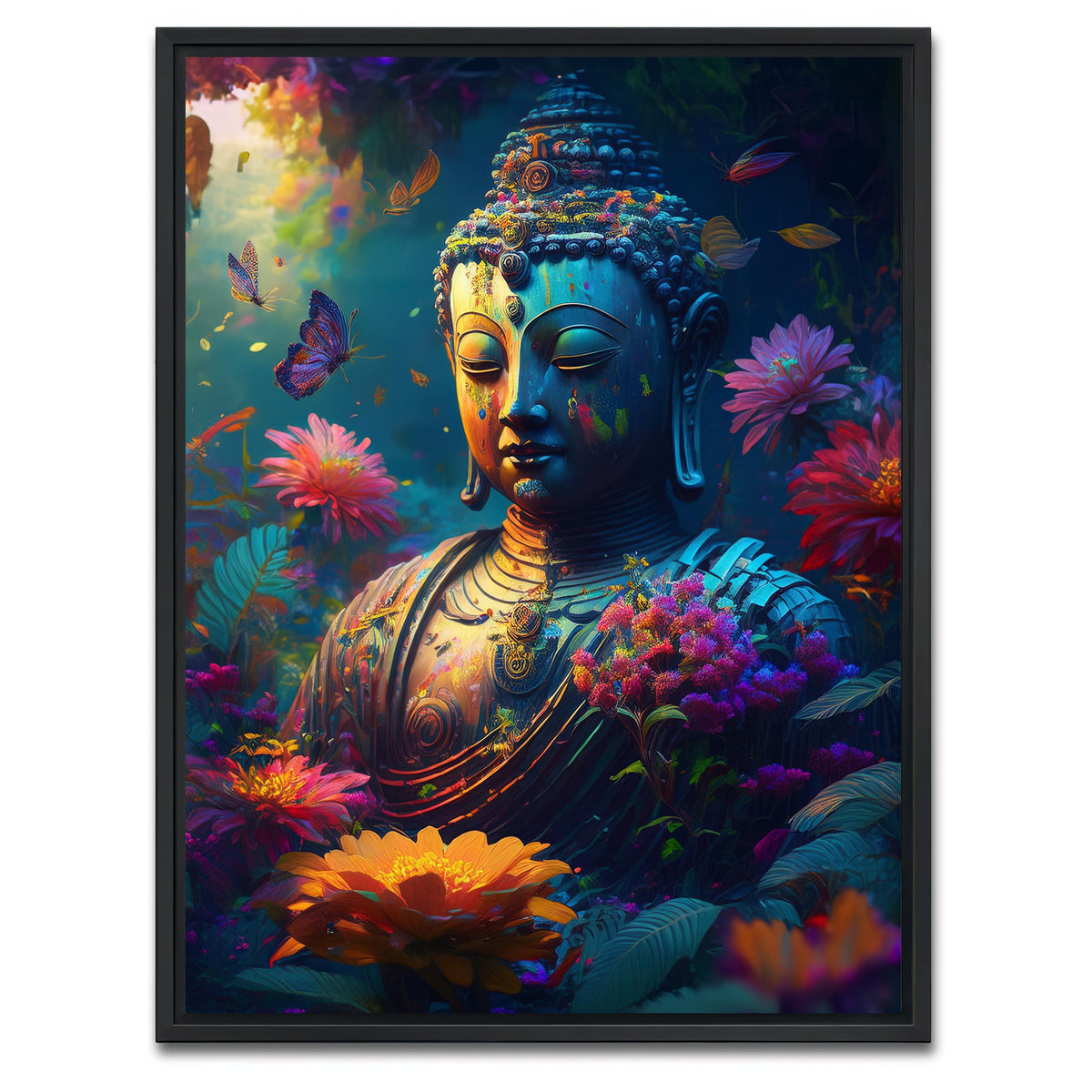 AUTO-MOCKUP WHITE | Buddha Statue | 1 Piece | Black Framed Canvas | group=3x4