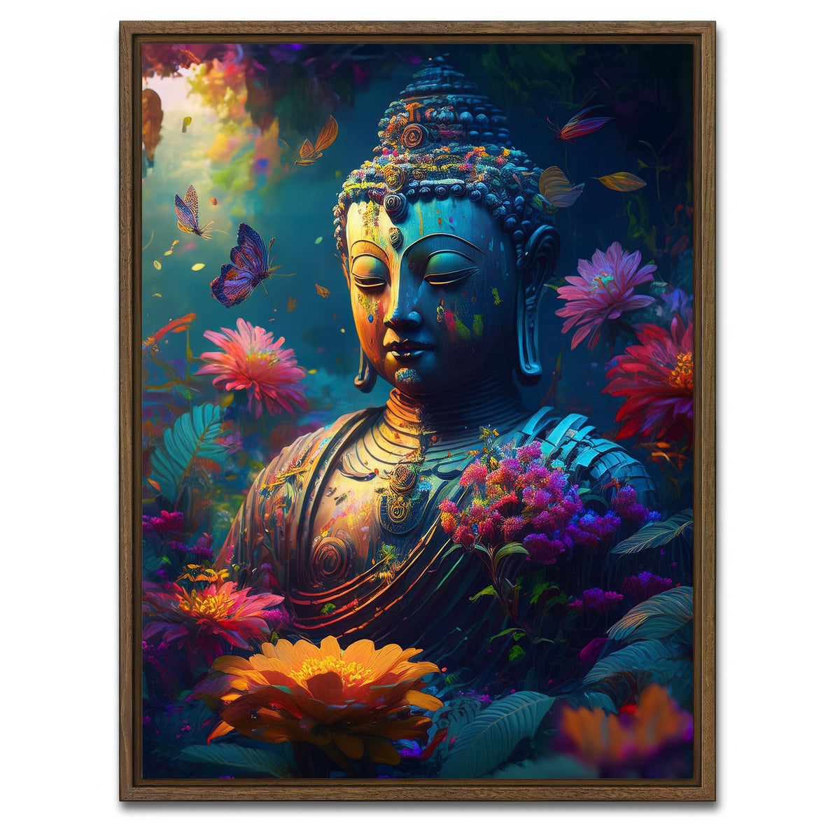 AUTO-MOCKUP WHITE | Buddha Statue | 1 Piece | Walnut Framed Canvas | group=3x4