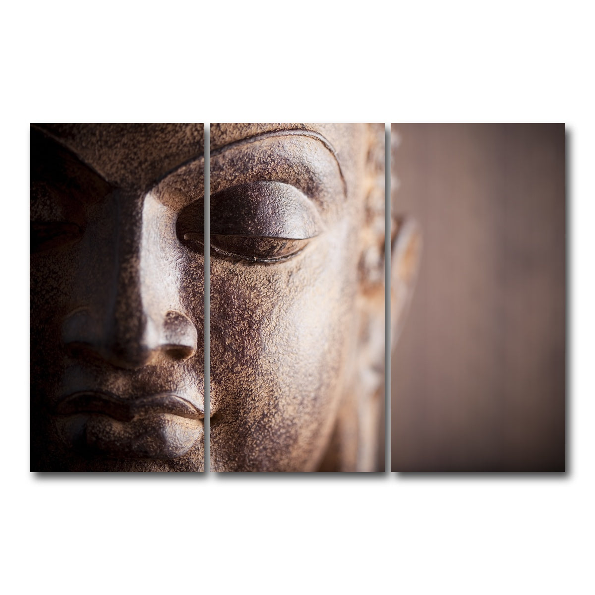AUTO-MOCKUP WHITE | Buddha's Head | 3 Piece | Gallery Wrap Canvas | group=12x24