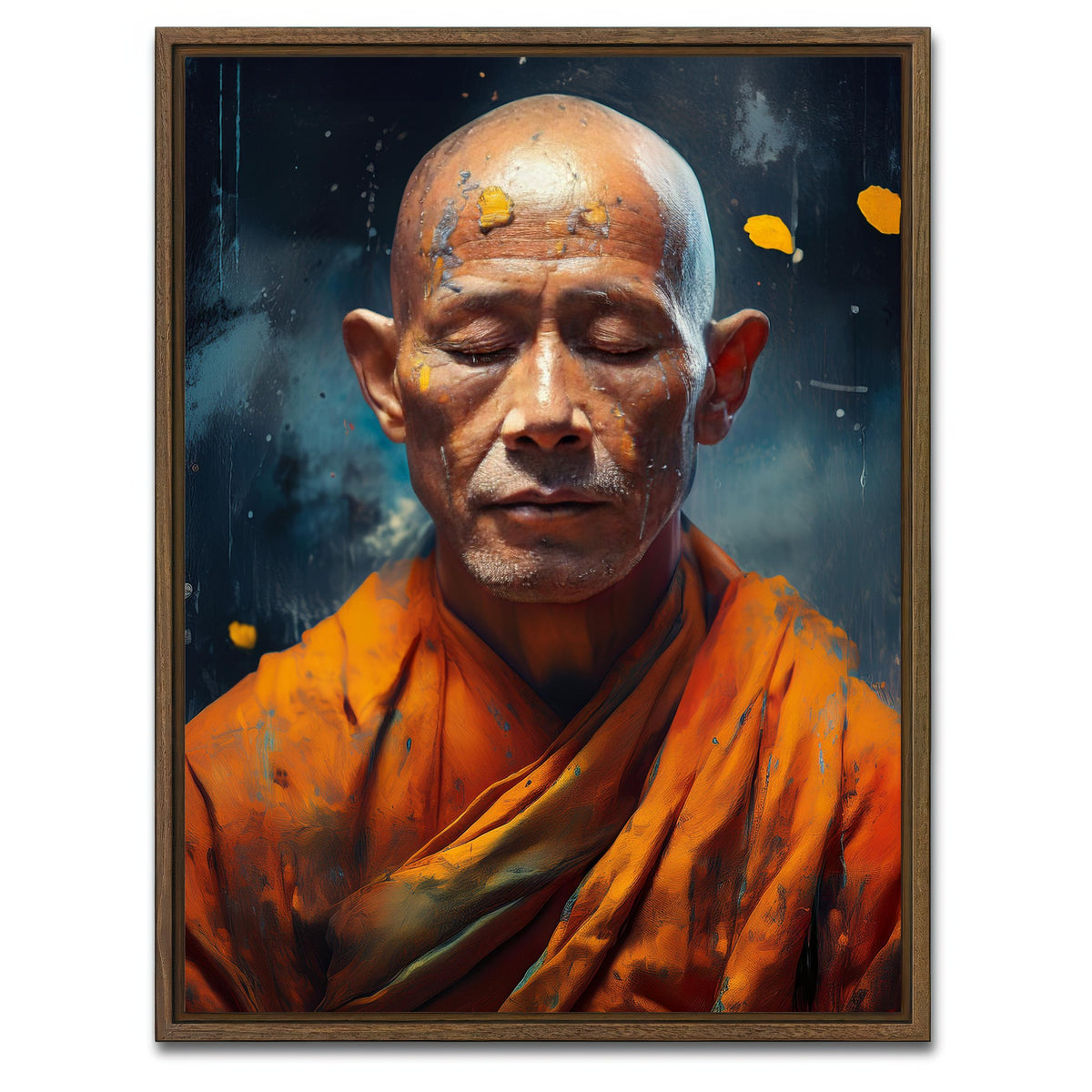 AUTO-MOCKUP WHITE | Buddhist Monk | 1 Piece | Walnut Framed Canvas | group=3x4