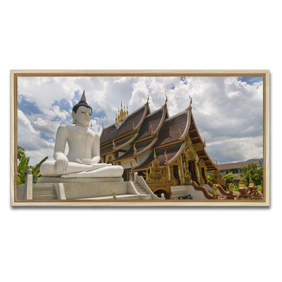 AUTO-MOCKUP WHITE | Buddhist Temple in Chiang Mai | 1 Piece | Natural Framed Canvas | group=2x1