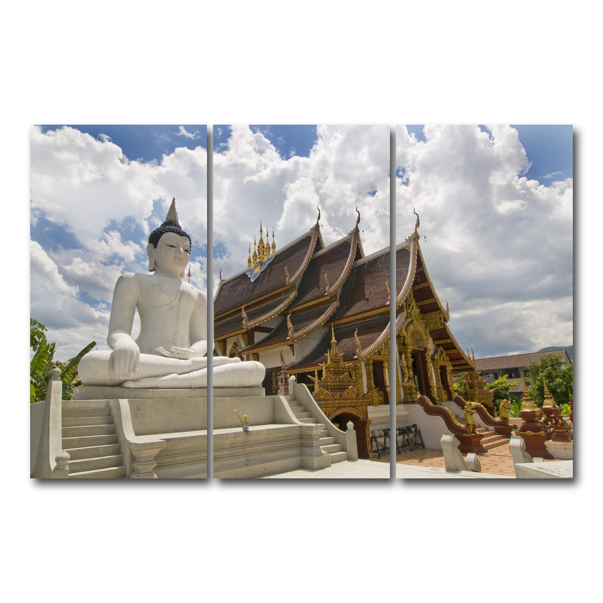 AUTO-MOCKUP WHITE | Buddhist Temple in Chiang Mai | 3 Piece | Gallery Wrap Canvas | group=12x24