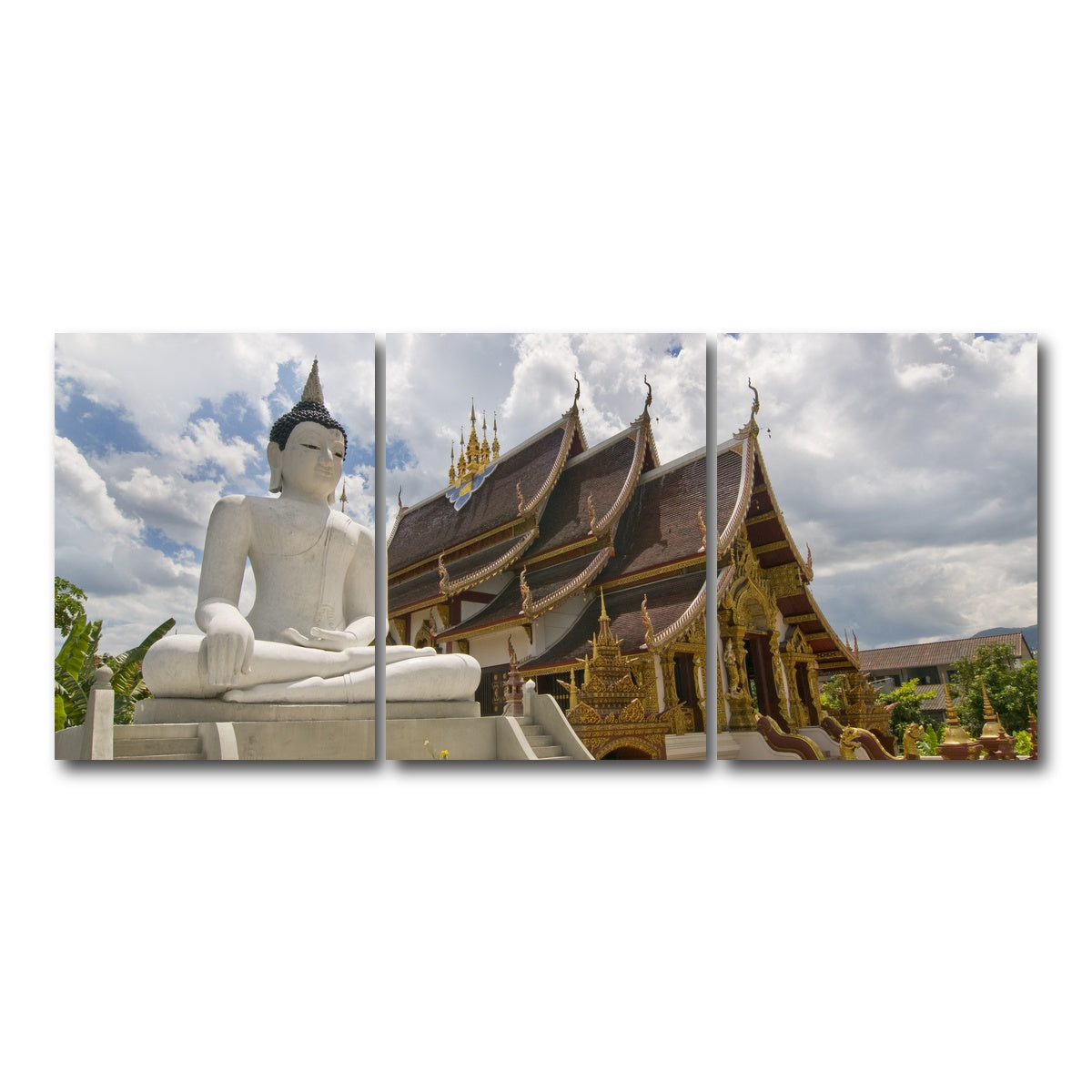 AUTO-MOCKUP WHITE | Buddhist Temple in Chiang Mai | 3 Piece | Gallery Wrap Canvas | group=18x24