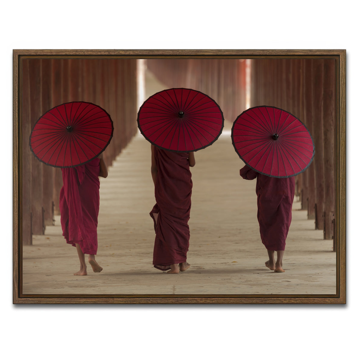 AUTO-MOCKUP WHITE | Buddhist monks in Burma | 1 Piece | Walnut Framed Canvas | group=4x3