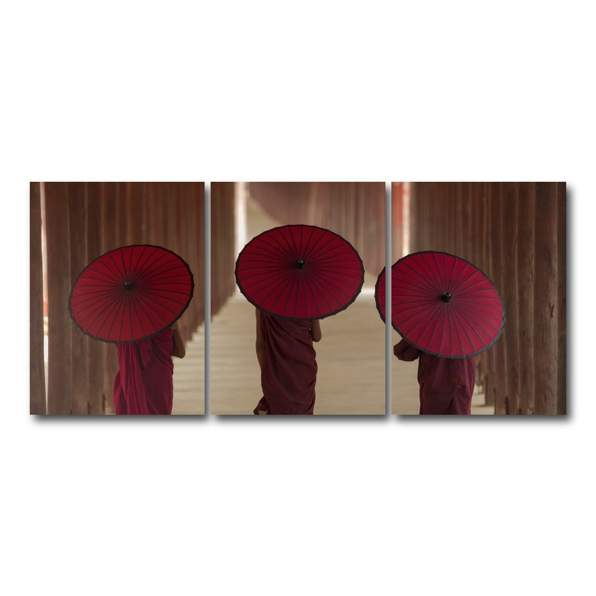 AUTO-MOCKUP WHITE | Buddhist monks in Burma | 3 Piece | Gallery Wrap Canvas | group=18x24