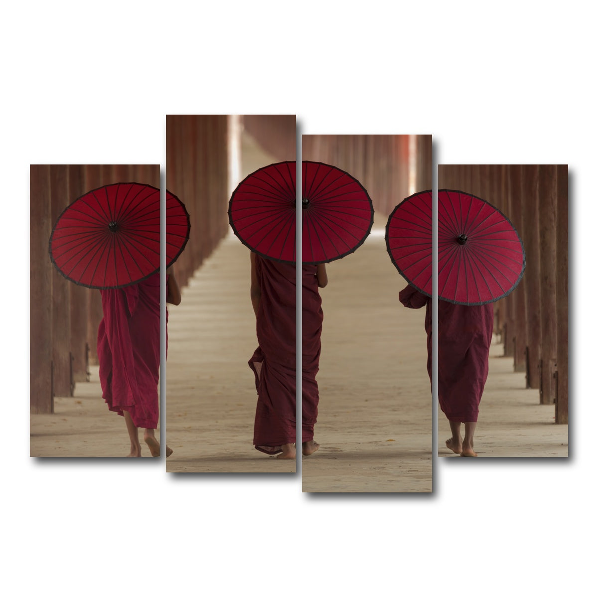 AUTO-MOCKUP WHITE | Buddhist monks in Burma | 4 Piece | Gallery Wrap Canvas | group=4_normal