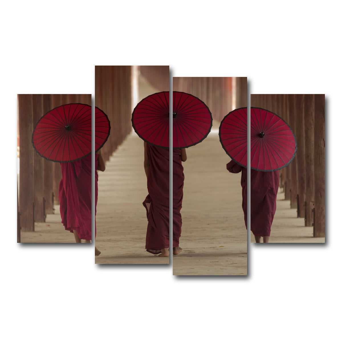 AUTO-MOCKUP WHITE | Buddhist monks in Burma | 4 Piece | Gallery Wrap Canvas | group=4_short