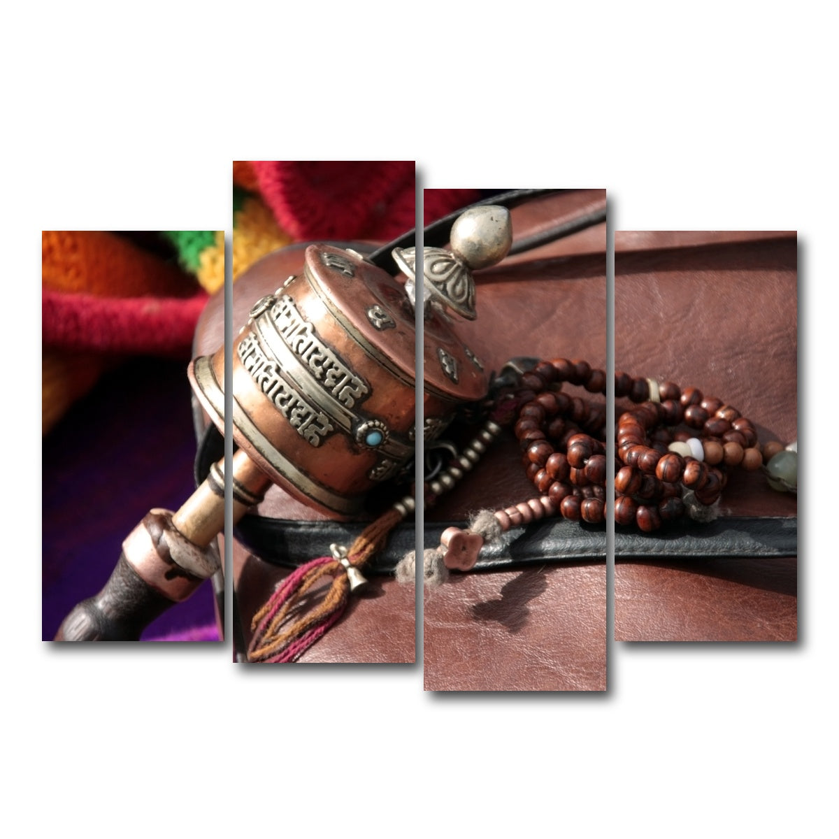 AUTO-MOCKUP WHITE | Buddhist prayer wheel and rosary | 4 Piece | Gallery Wrap Canvas | group=4_normal