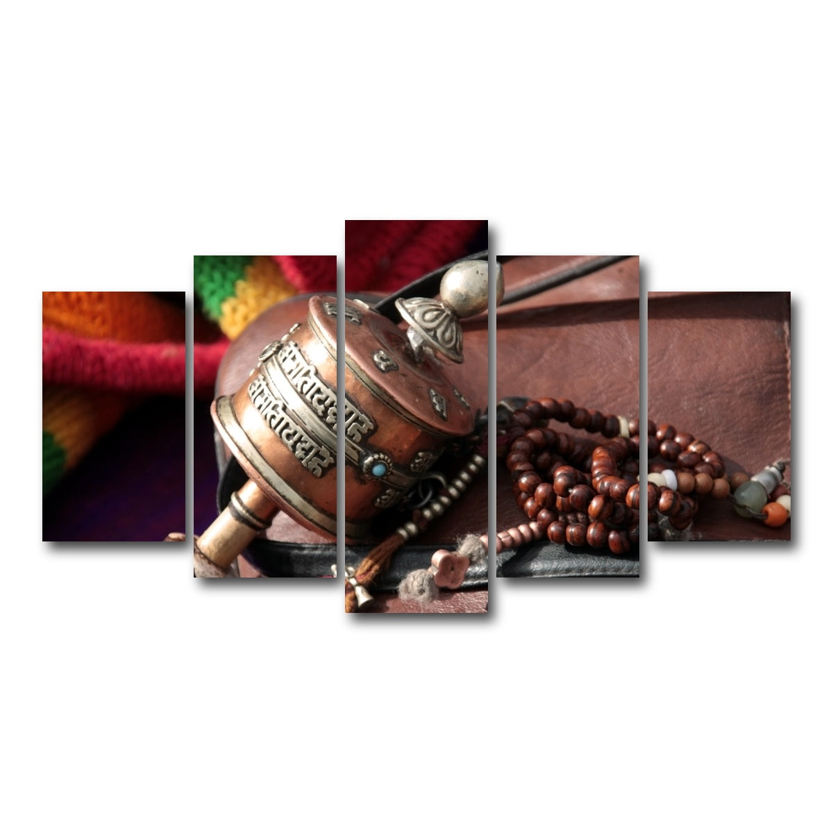 AUTO-MOCKUP WHITE | Buddhist prayer wheel and rosary | 5 Piece | Gallery Wrap Canvas | group=5_normal