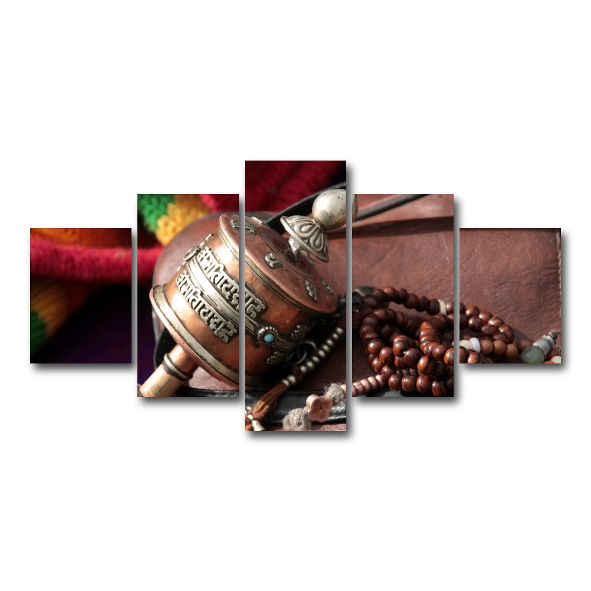 AUTO-MOCKUP WHITE | Buddhist prayer wheel and rosary | 5 Piece | Gallery Wrap Canvas | group=5_short