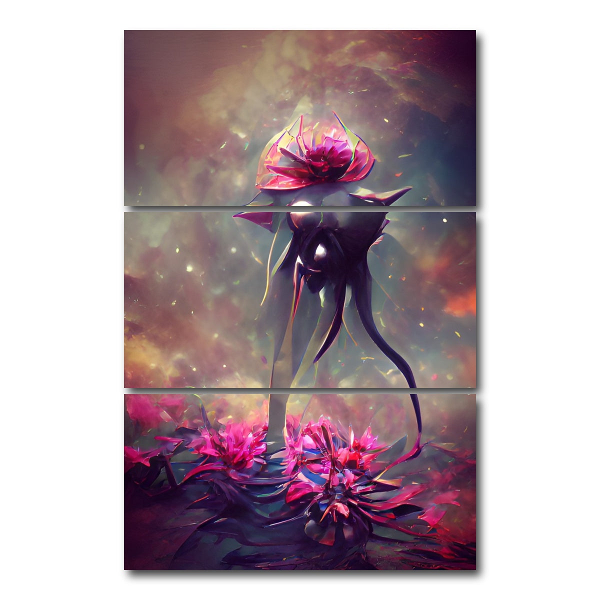 AUTO-MOCKUP WHITE | Budding with Glory | 3 Piece | Gallery Wrap Canvas | group=12x24_stacked