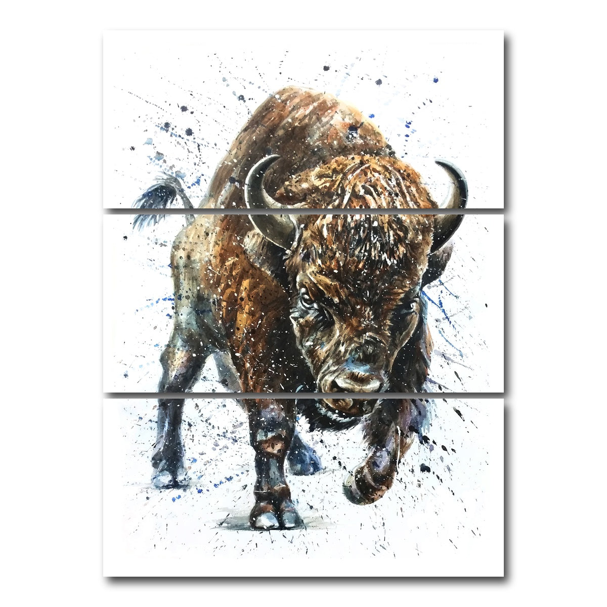 AUTO-MOCKUP WHITE | Buffalo Painting | 3 Piece | Gallery Wrap Canvas | group=8x18_stacked